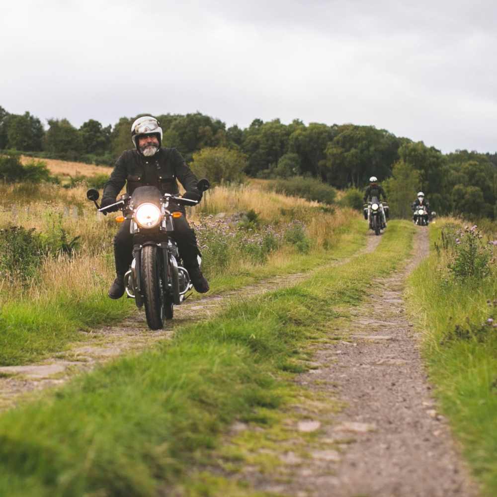 Mototcyclist on a Scottish adventure. Highland Scramble Adventure. Bikerbnb adventures. Royal Enfield motorcyclist.